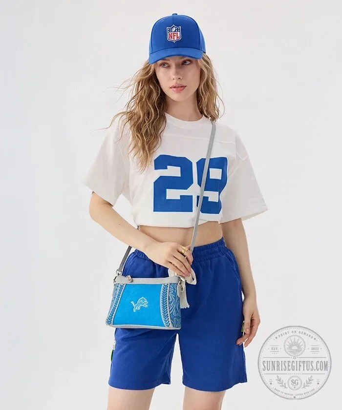 Detroit Lions Embroidered Braided Crossbody Bag 12 Detroit Lions Embroidered Braided Crossbody Bag
