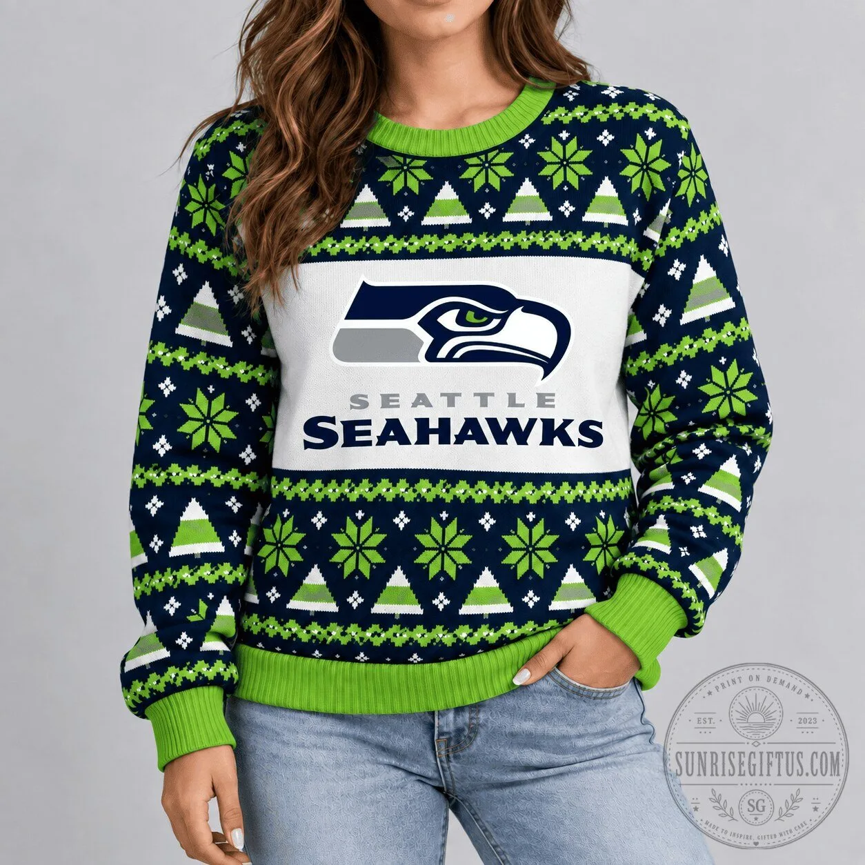 Seattle Seahawks Christmas Ugly Sweater Holiday Apparel