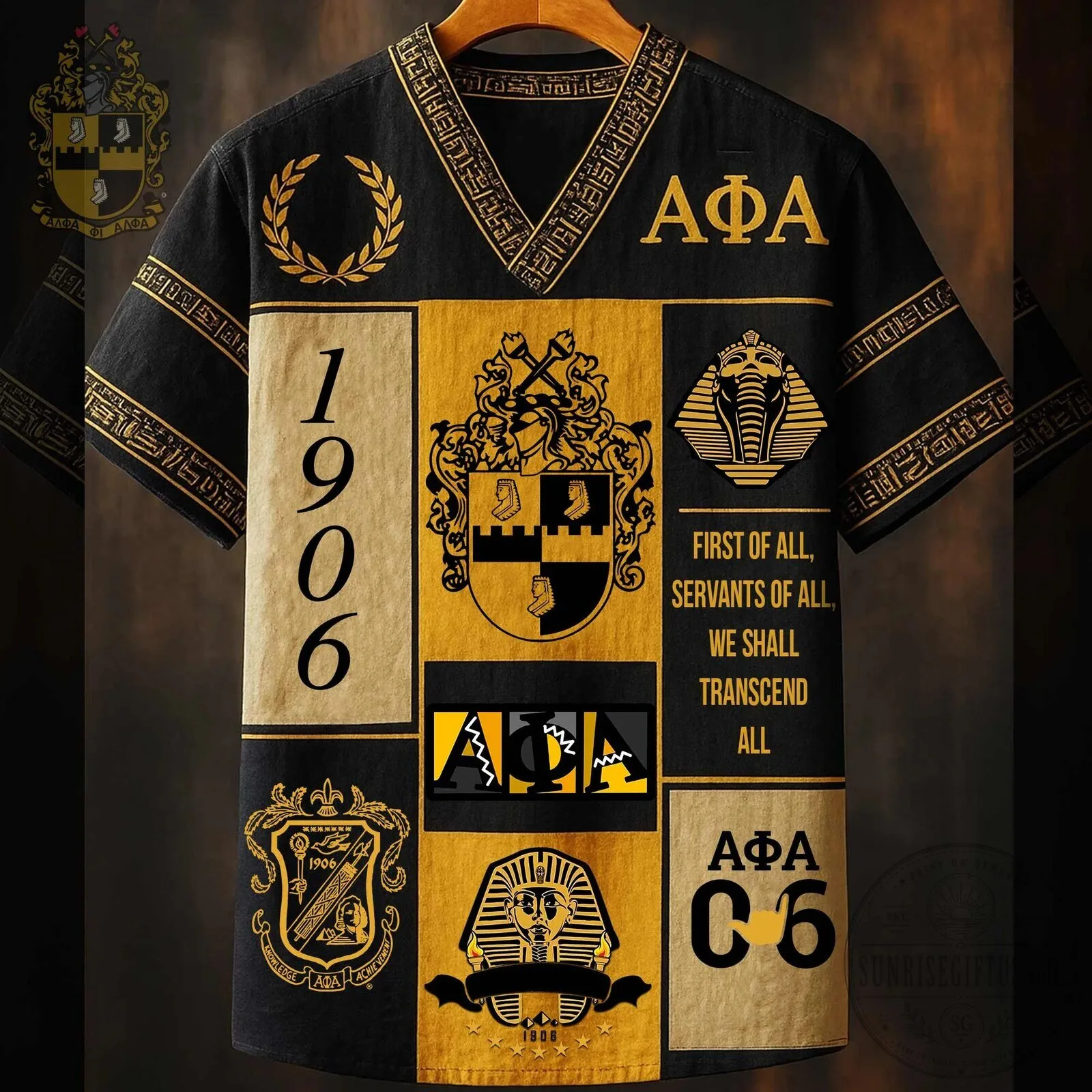 Alpha Phi Alpha Fraternity Incorporated Black Gold Hawaiian Shirt