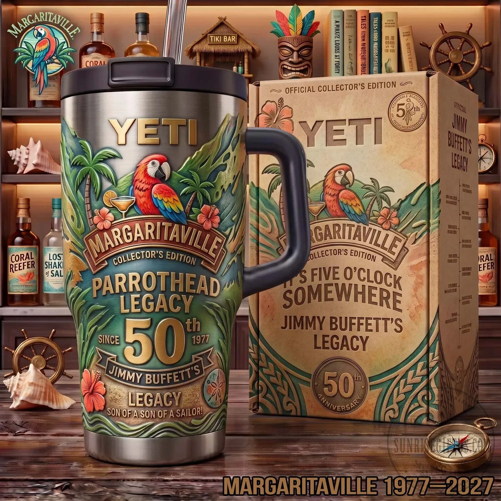 Margaritaville Jimmy Buffett 50th Anniversary Parrothead Legacy Yeti Tumbler