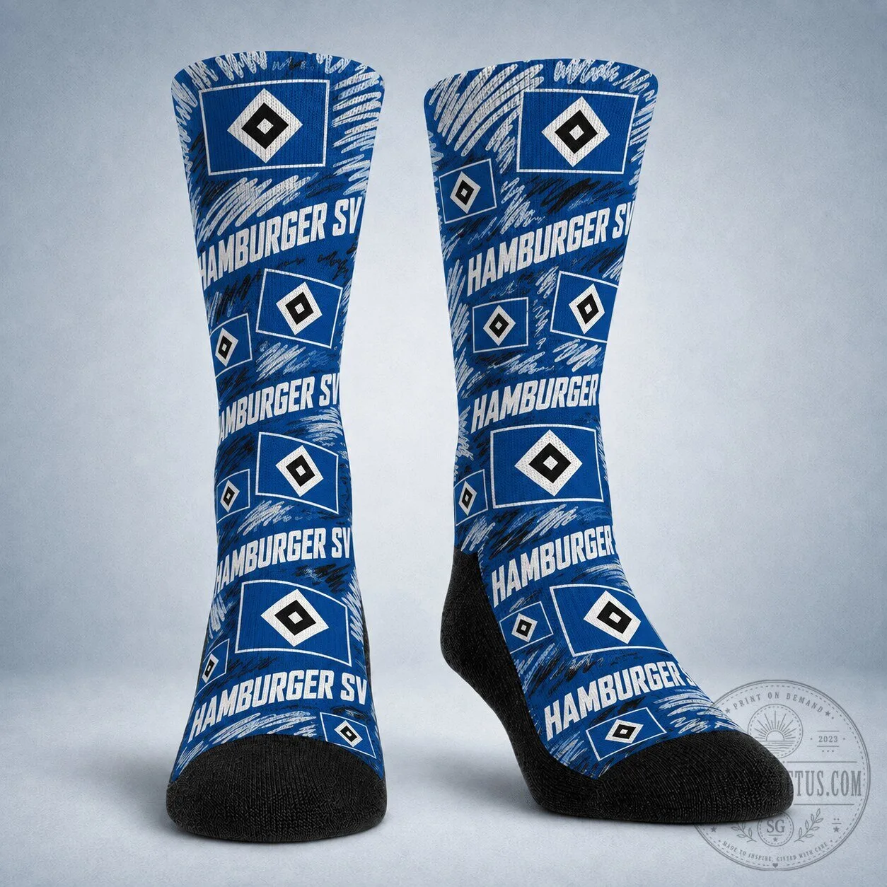 Hamburger SV Bundesliga Football Club Blue Pattern Crew Socks 1 Hamburger SV Bundesliga Football Club Blue Pattern Crew Socks
