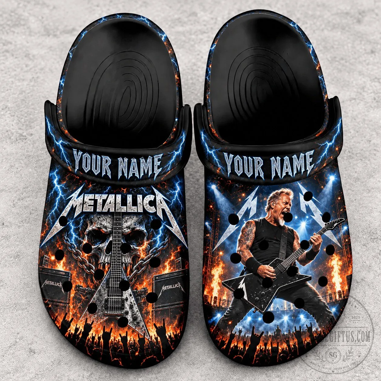 Metallica Band Skull Lightning Custom Name Clogs Shoes 1 Metallica Band Skull Lightning Custom Name Clogs Shoes