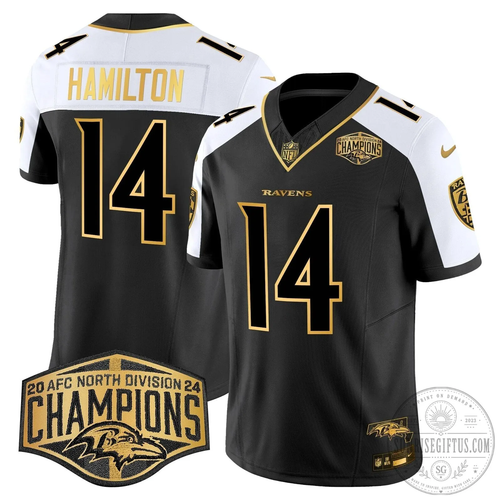 Baltimore Ravens AFC North Division Champions Derrick Henry Football Jersey 44 Baltimore Ravens AFC North Division Champions Derrick Henry Football Jersey