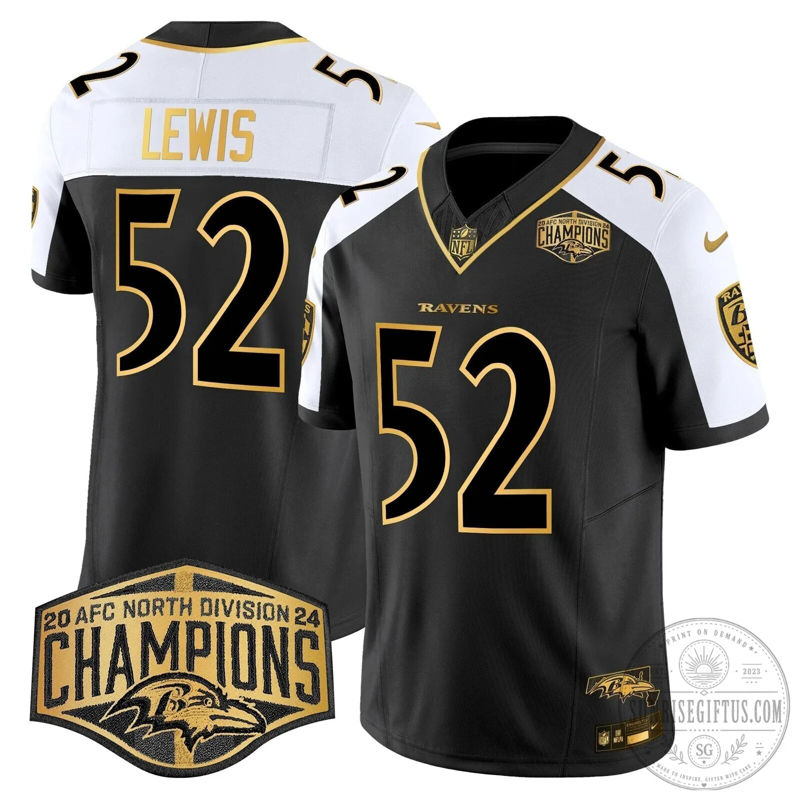 Baltimore Ravens AFC North Division Champions Derrick Henry Football Jersey 46 Baltimore Ravens AFC North Division Champions Derrick Henry Football Jersey