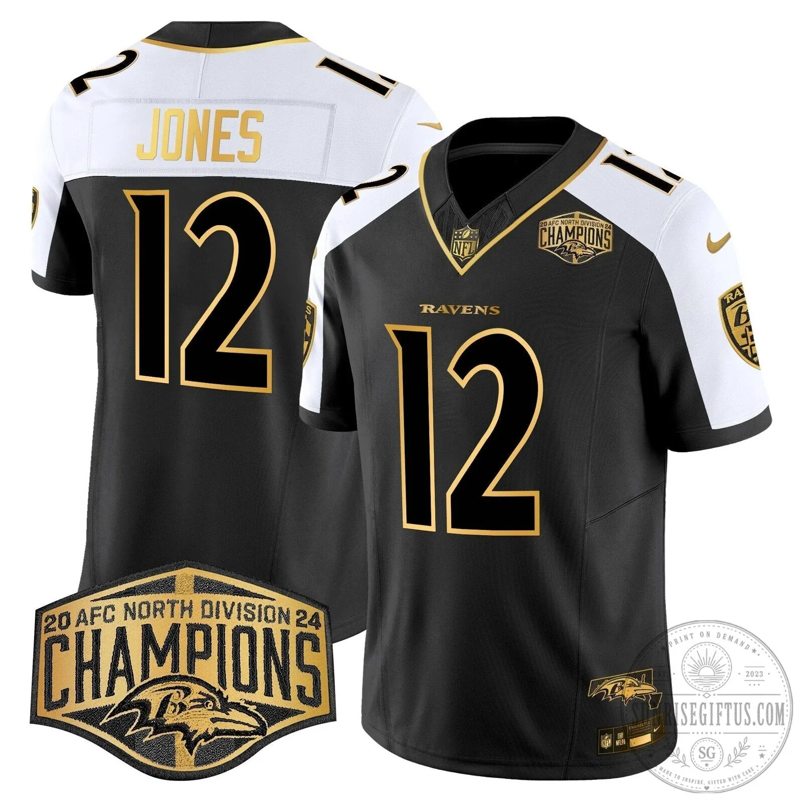 Baltimore Ravens AFC North Division Champions Derrick Henry Football Jersey 48 Baltimore Ravens AFC North Division Champions Derrick Henry Football Jersey
