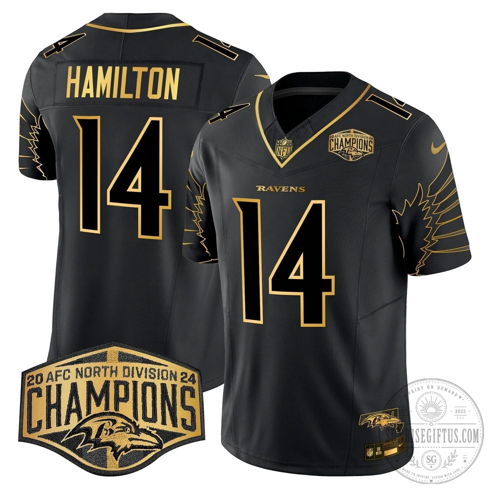Baltimore Ravens AFC North Division Champions Derrick Henry Football Jersey 64 Baltimore Ravens AFC North Division Champions Derrick Henry Football Jersey