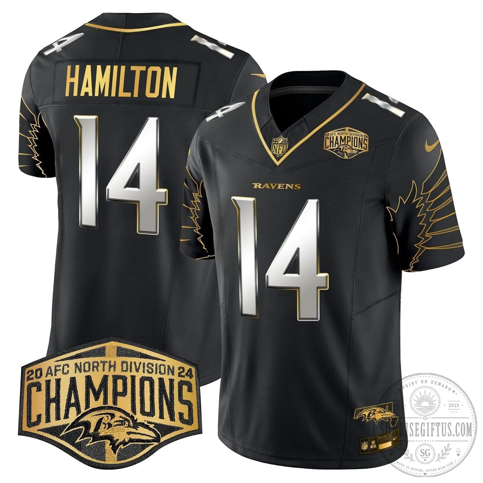 Baltimore Ravens AFC North Division Champions Derrick Henry Football Jersey 70 Baltimore Ravens AFC North Division Champions Derrick Henry Football Jersey