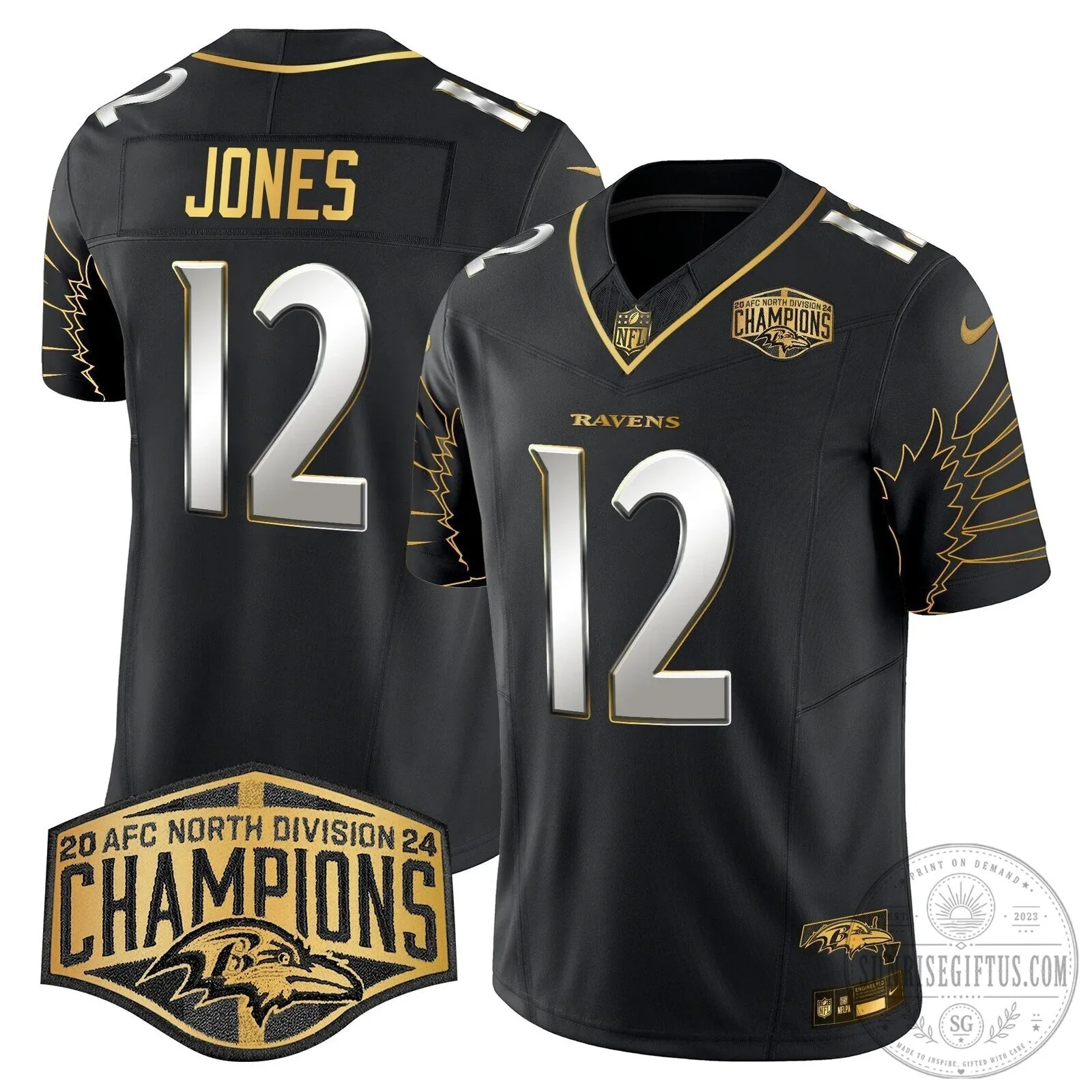 Baltimore Ravens AFC North Division Champions Derrick Henry Football Jersey 74 Baltimore Ravens AFC North Division Champions Derrick Henry Football Jersey
