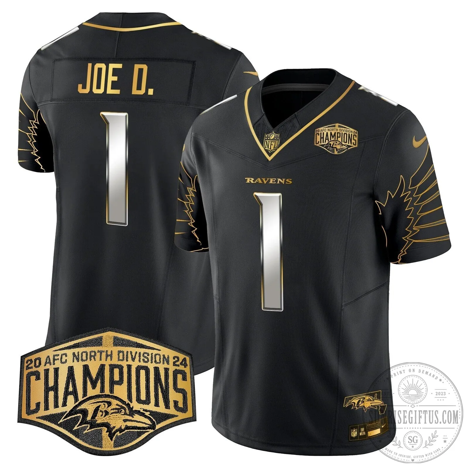 Baltimore Ravens AFC North Division Champions Derrick Henry Football Jersey 75 Baltimore Ravens AFC North Division Champions Derrick Henry Football Jersey