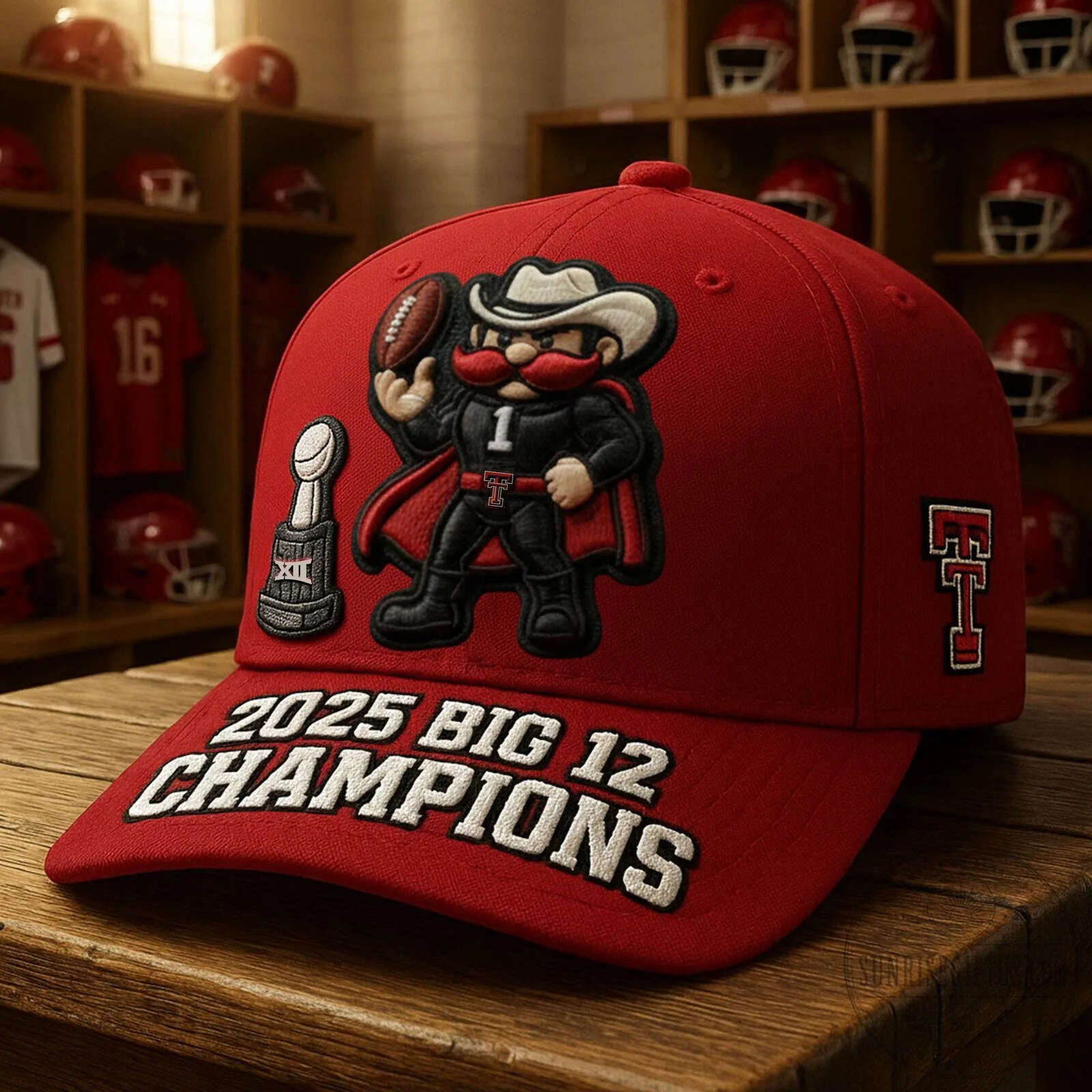 Texas Tech Red Raiders 2025 Big 12 Champions Embroidered Cap Hat 5 Texas Tech Red Raiders 2025 Big 12 Champions Embroidered Cap Hat