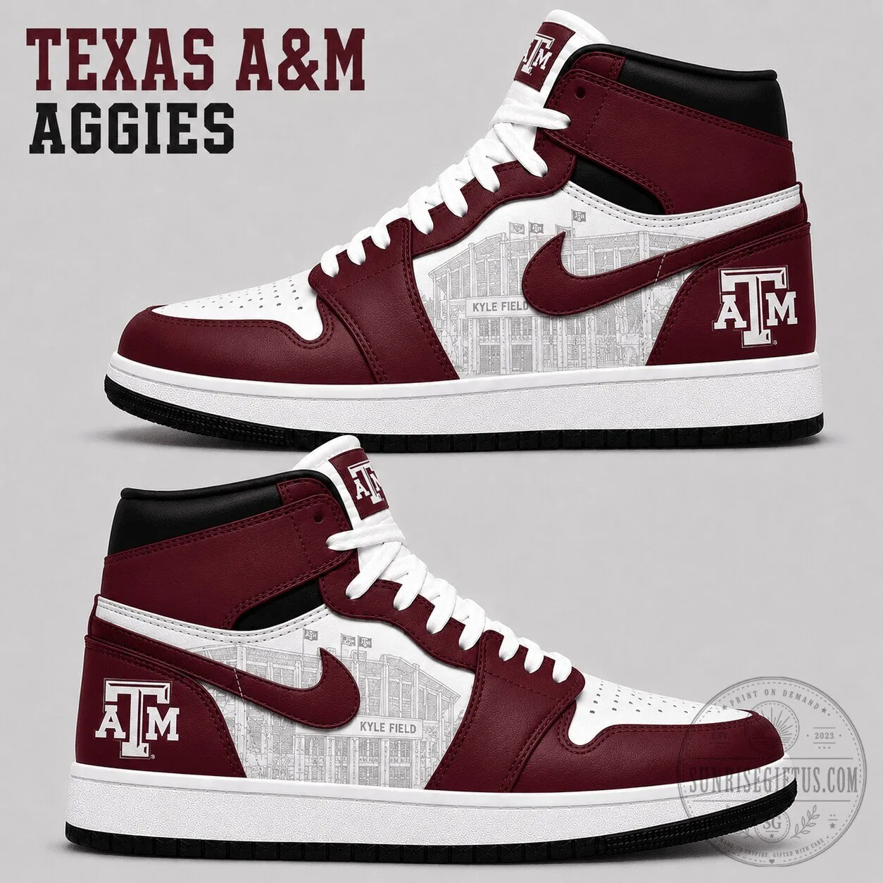 Texas A&M Aggies Kyle Field High Top Shoes 5 Texas A&M Aggies Kyle Field High Top Shoes