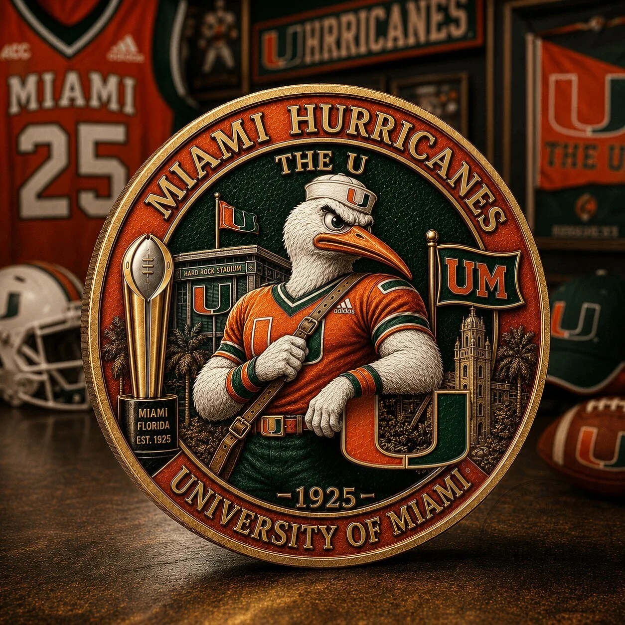 Miami Hurricanes University of Miami Football Team Commemorative Collectible Coin