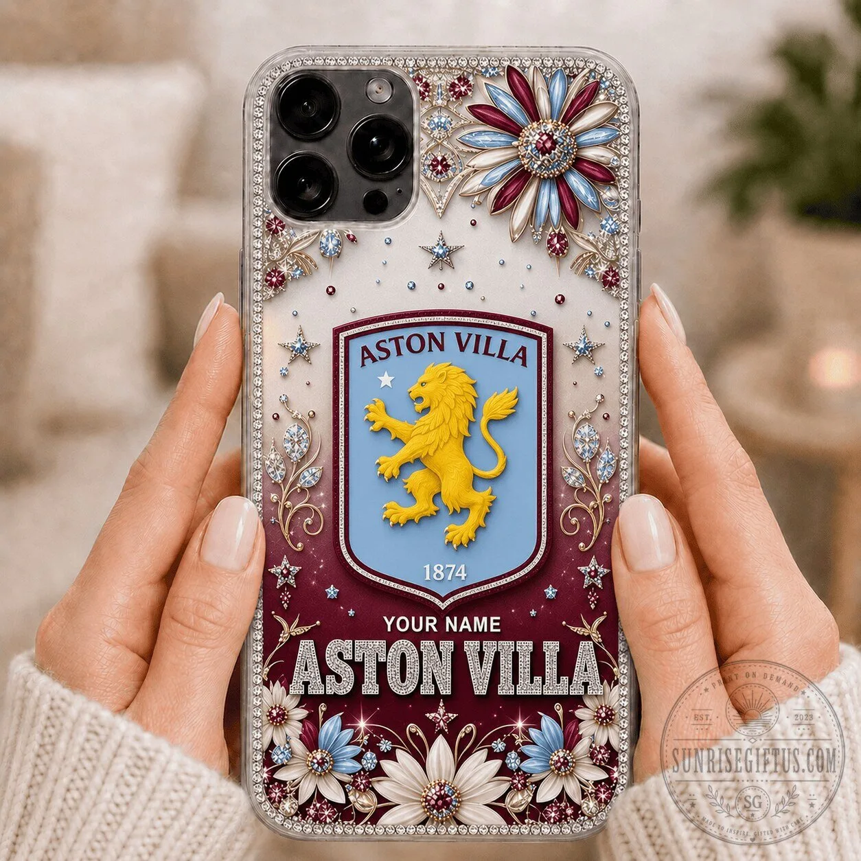 Aston Villa Football Club Custom Name Crystal Embellished Phone Case 1 Aston Villa Football Club Custom Name Crystal Embellished Phone Case