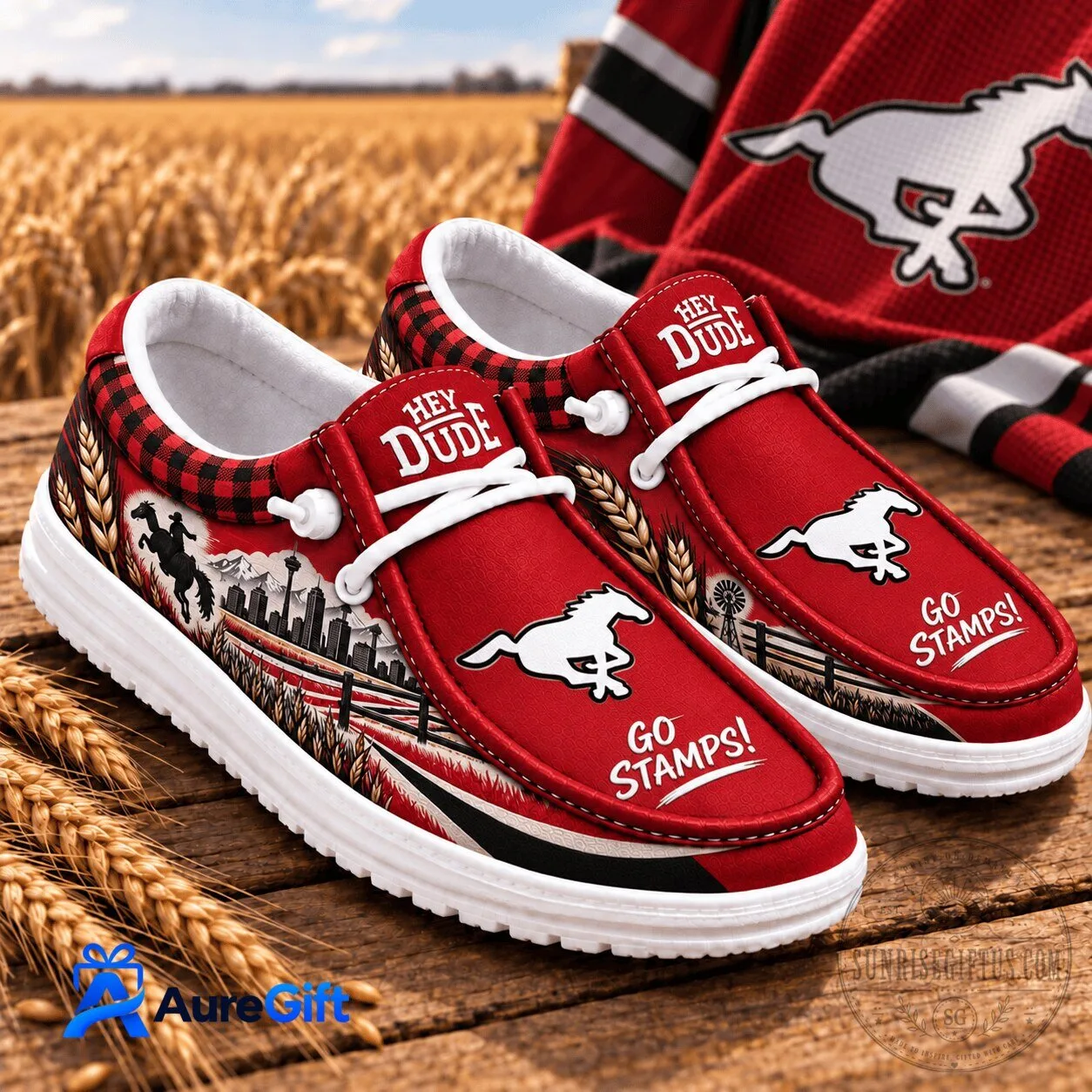 Calgary Stampeders Canadian Football League Hey Dude Shoes for Men and Women 1 Calgary Stampeders Canadian Football League Hey Dude Shoes for Men and Women