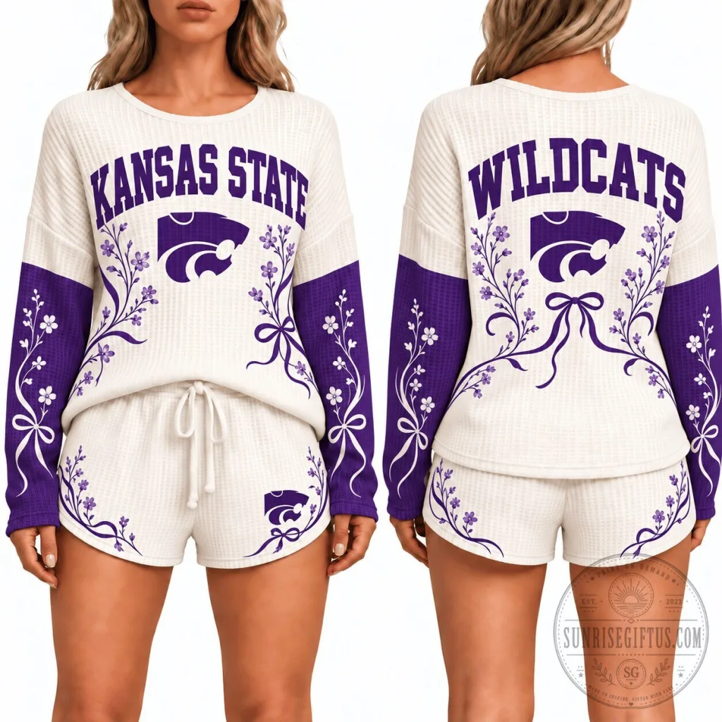 Kansas State Wildcats Women's Waffle Pajamas Set Kansas State Wildcats Women's Waffle Pajamas Set