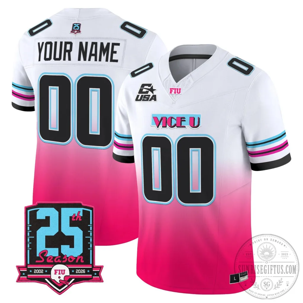 Florida International University Panthers 25th Season Vice Vapor Custom Football Jersey Florida International University Panthers 25th Season Vice Vapor Custom Football Jersey