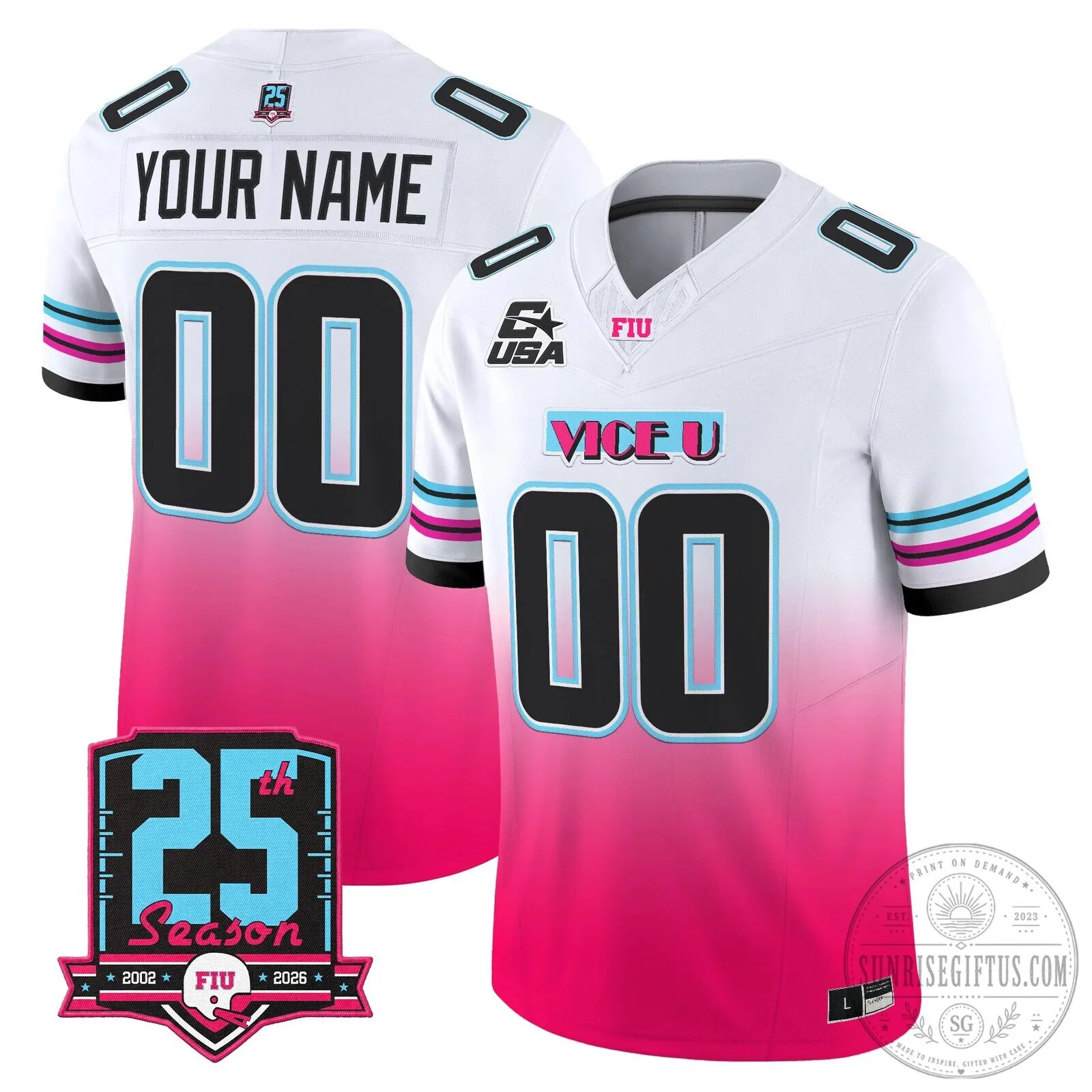 Florida International University Panthers 25th Season Vice Vapor Custom Football Jersey 36 Florida International University Panthers 25th Season Vice Vapor Custom Football Jersey