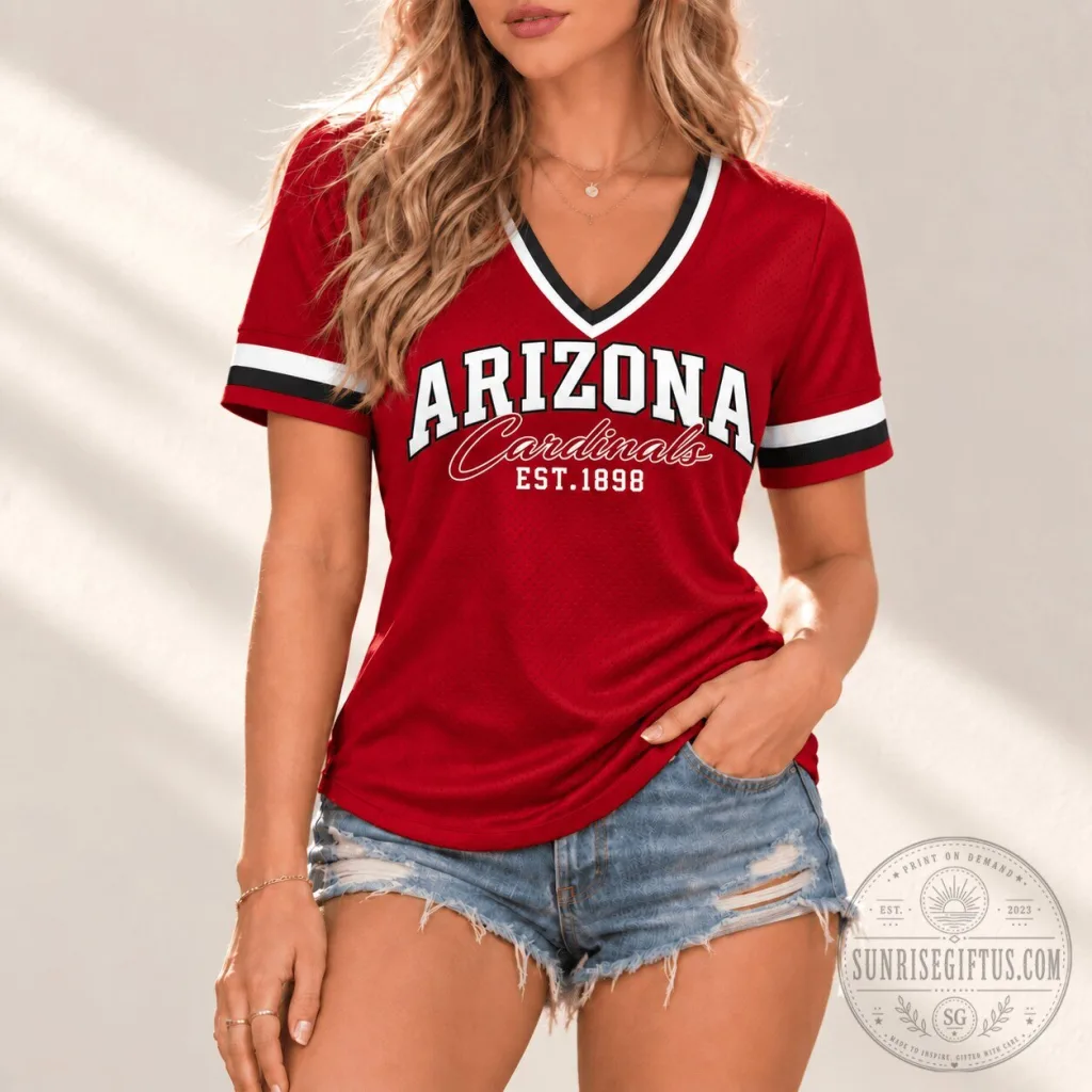Arizona Cardinals Established 1898 Football Team V-Neck T-Shirt Arizona Cardinals Established 1898 Football Team V-Neck T-Shirt