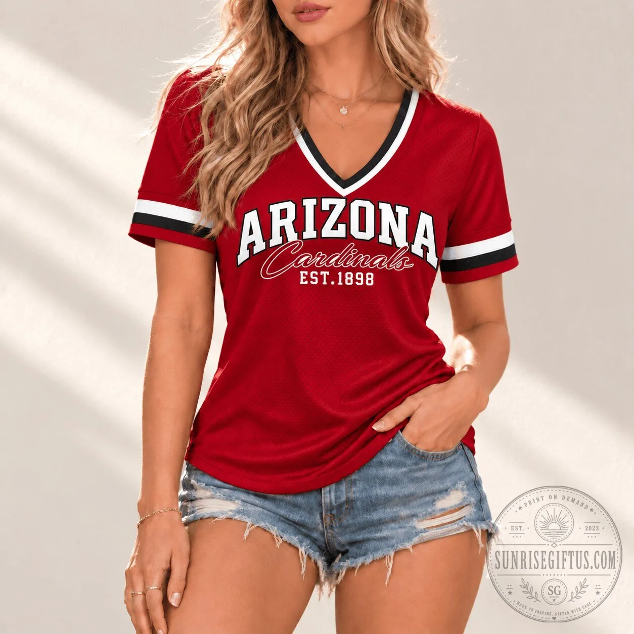 Arizona Cardinals Established 1898 Football Team V-Neck T-Shirt
