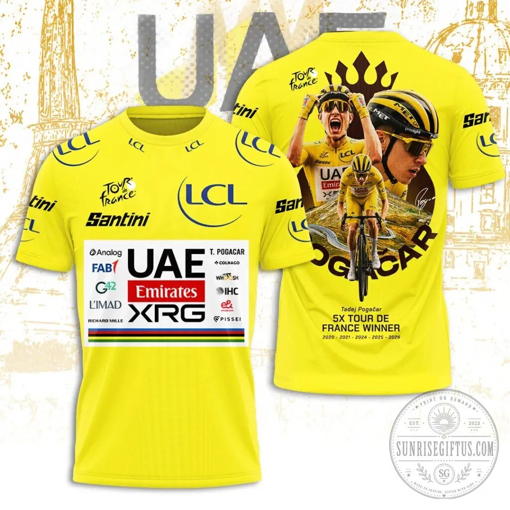 Tadej Pogacar 2026 Tour de France Champion Shirt - Limited Edition 5X Winner