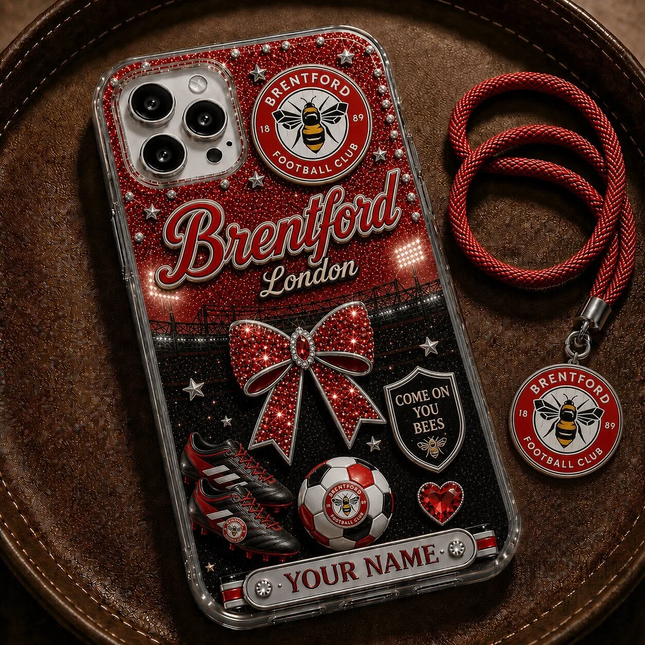 Brentford Football Club Glitter Design Personalized Phone Case