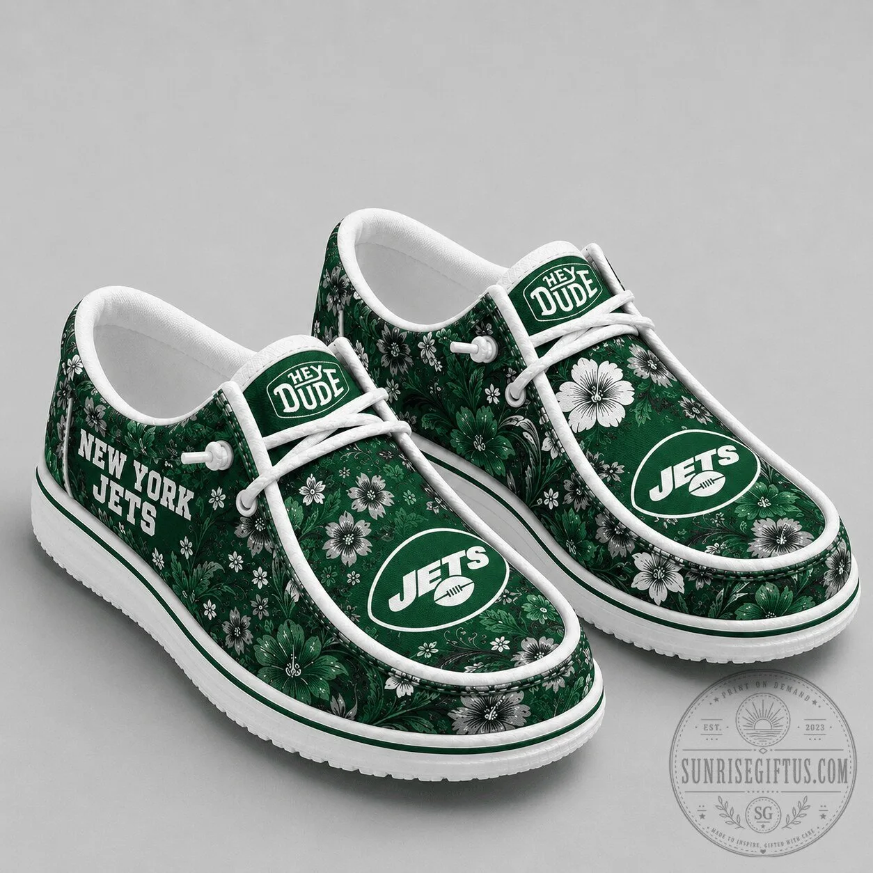 New York Jets NFL Team Colors Floral Loafer Shoes 1 New York Jets NFL Team Colors Floral Loafer Shoes
