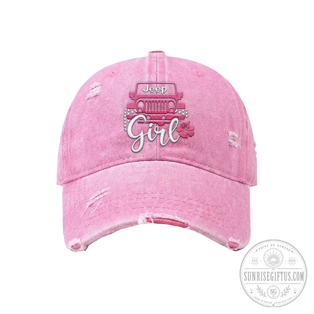 Jeep Girl Offroad Flower Distressed Washed Cotton Baseball Cap Hat 13 Jeep Girl Offroad Flower Distressed Washed Cotton Baseball Cap Hat