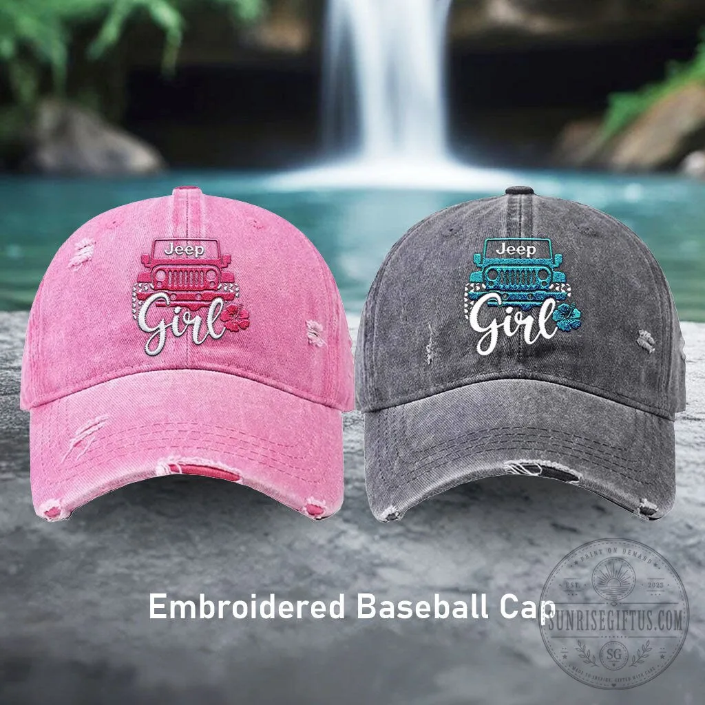 Jeep Girl Offroad Flower Distressed Washed Cotton Baseball Cap Hat 14 Jeep Girl Offroad Flower Distressed Washed Cotton Baseball Cap Hat