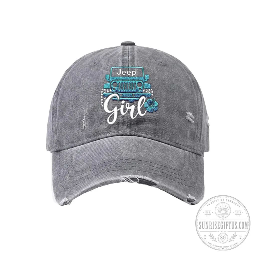 Jeep Girl Offroad Flower Distressed Washed Cotton Baseball Cap Hat 15 Jeep Girl Offroad Flower Distressed Washed Cotton Baseball Cap Hat