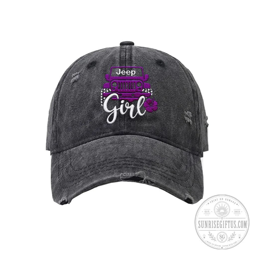 Jeep Girl Offroad Flower Distressed Washed Cotton Baseball Cap Hat 17 Jeep Girl Offroad Flower Distressed Washed Cotton Baseball Cap Hat