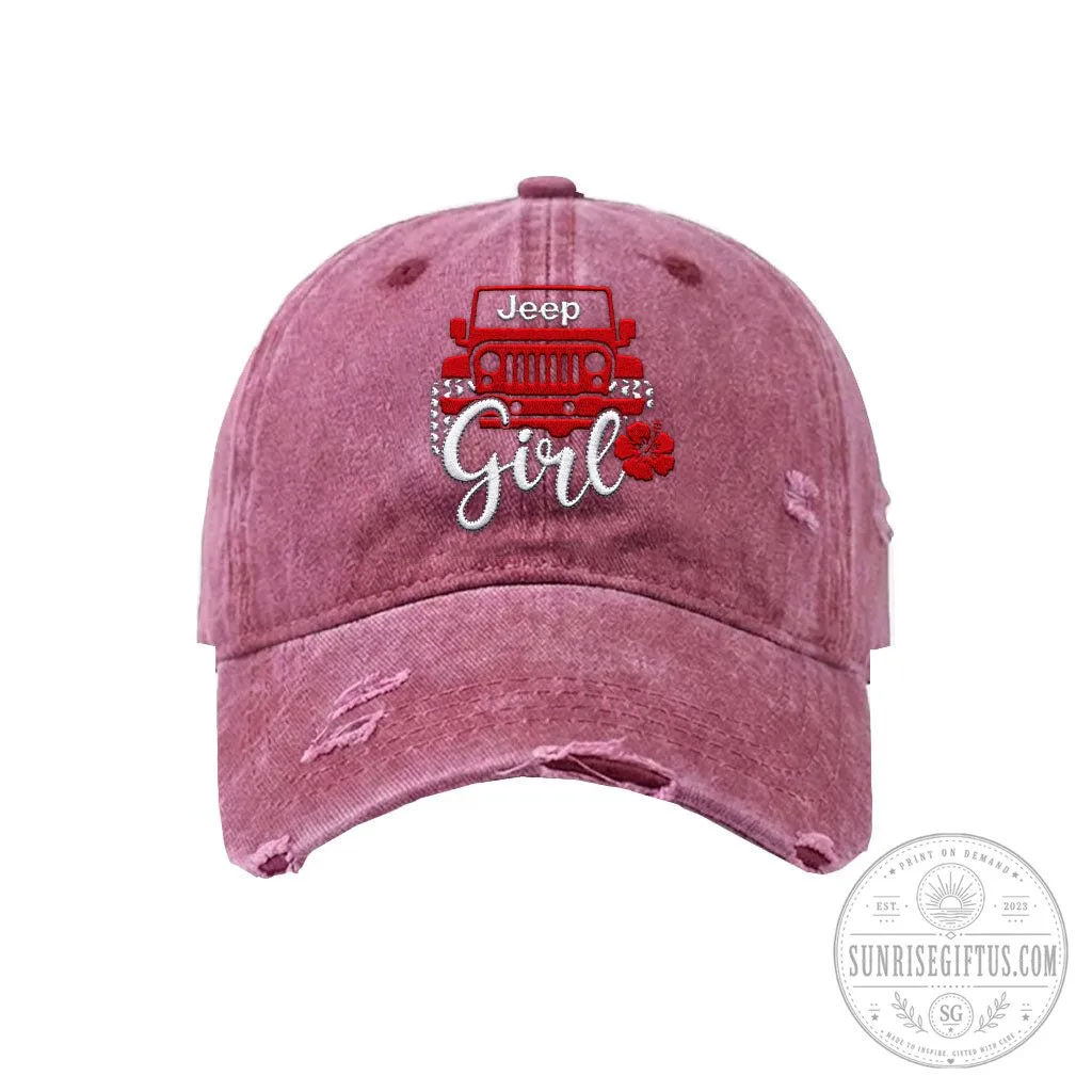 Jeep Girl Offroad Flower Distressed Washed Cotton Baseball Cap Hat 18 Jeep Girl Offroad Flower Distressed Washed Cotton Baseball Cap Hat