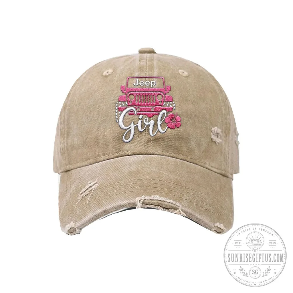 Jeep Girl Offroad Flower Distressed Washed Cotton Baseball Cap Hat 19 Jeep Girl Offroad Flower Distressed Washed Cotton Baseball Cap Hat