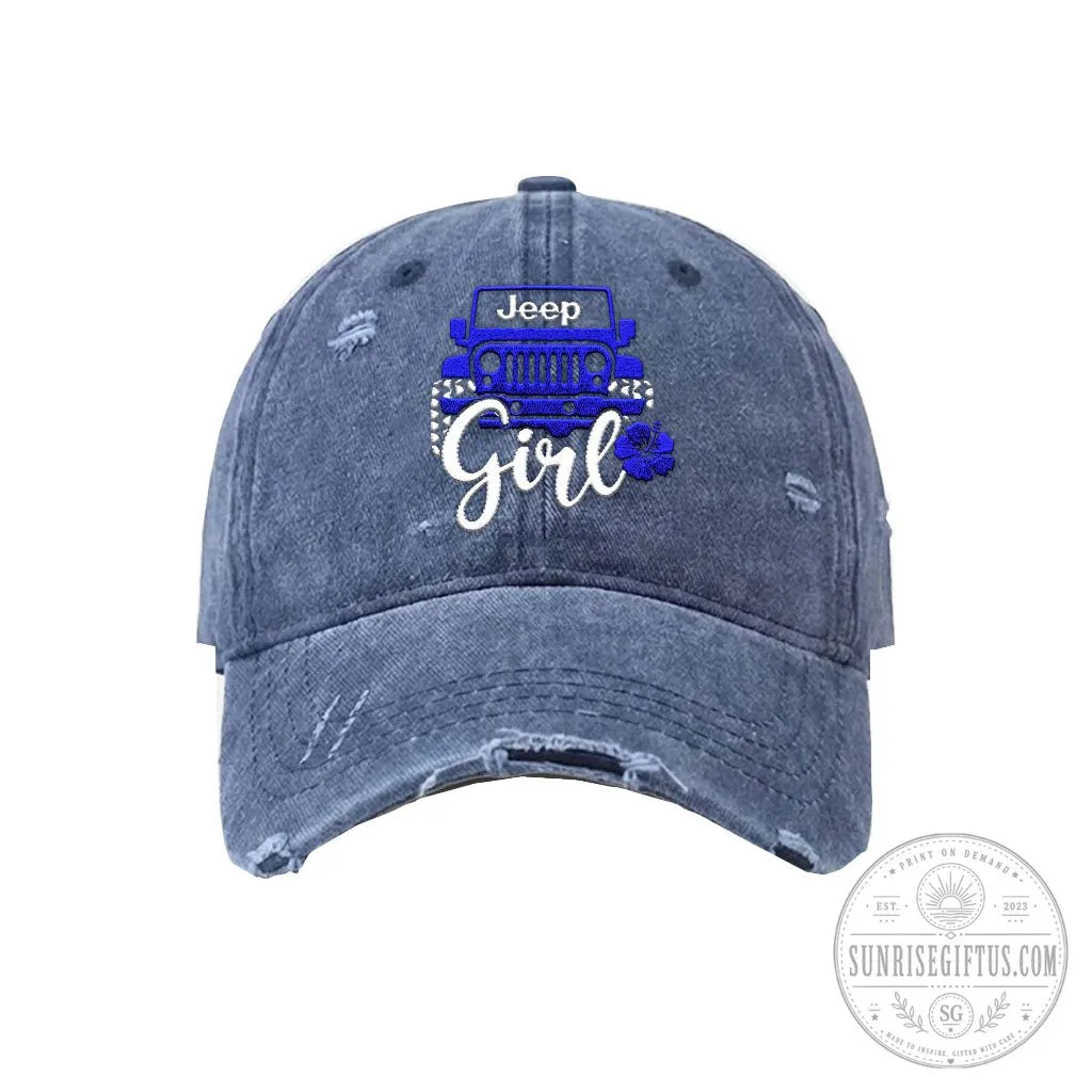 Jeep Girl Offroad Flower Distressed Washed Cotton Baseball Cap Hat 20 Jeep Girl Offroad Flower Distressed Washed Cotton Baseball Cap Hat