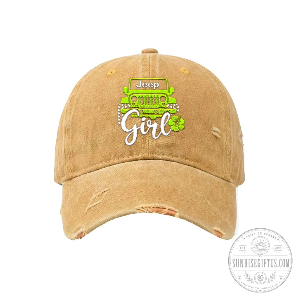 Jeep Girl Offroad Flower Distressed Washed Cotton Baseball Cap Hat 21 Jeep Girl Offroad Flower Distressed Washed Cotton Baseball Cap Hat