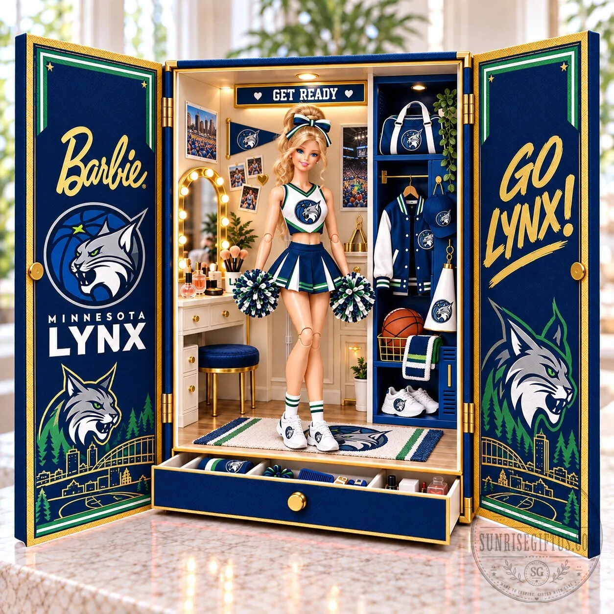 Barbie Minnesota Lynx Cheerleader Collectible Doll Set 1 Barbie Minnesota Lynx Cheerleader Collectible Doll Set