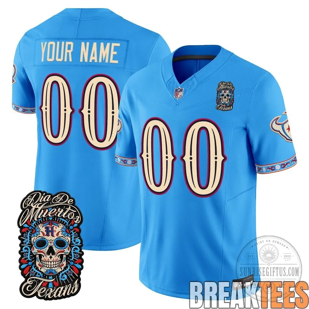 Houston Texans Día de los Muertos Custom Football Jersey 10 Houston Texans Día de los Muertos Custom Football Jersey