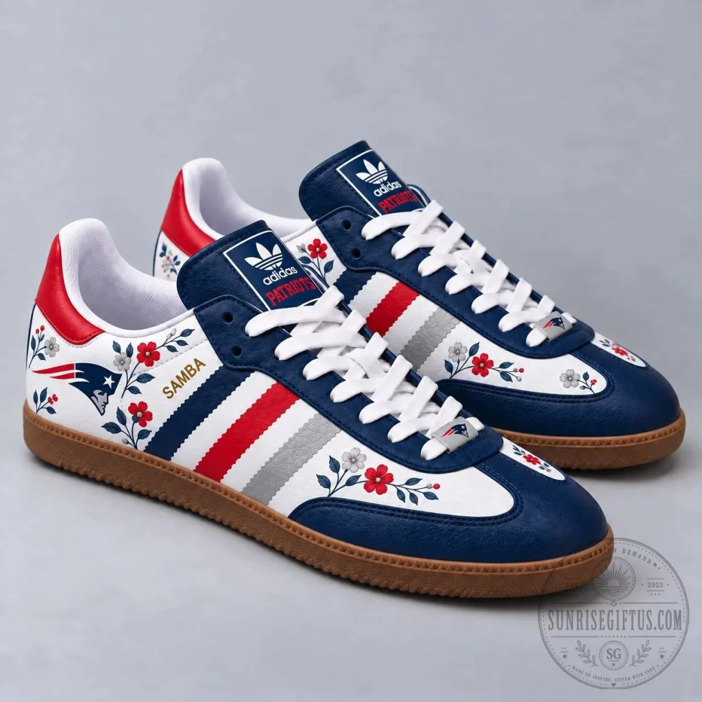 New England Patriots Floral Samba Adidas Shoes NFL Football Fan Gift New England Patriots Floral Samba Adidas Shoes NFL Football Fan Gift