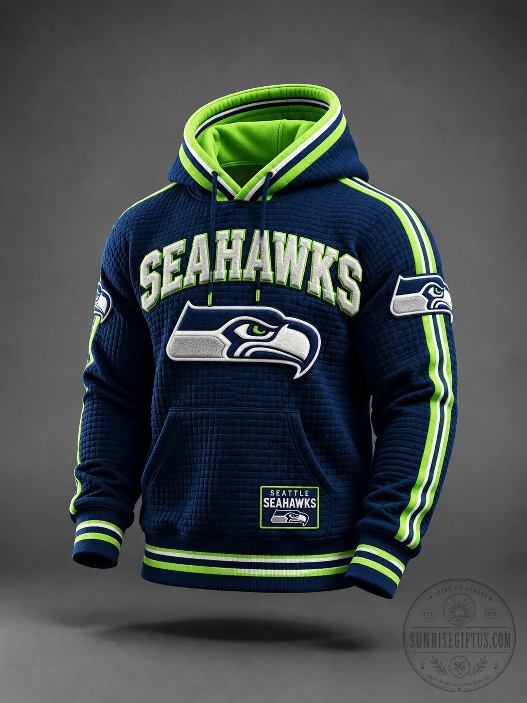 Seattle Seahawks Navy Blue Textured Pullover Hoodie 5 Seattle Seahawks Navy Blue Textured Pullover Hoodie