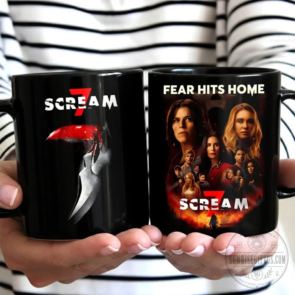 Scream 7 Movie Poster Black Ceramic Coffee Mug