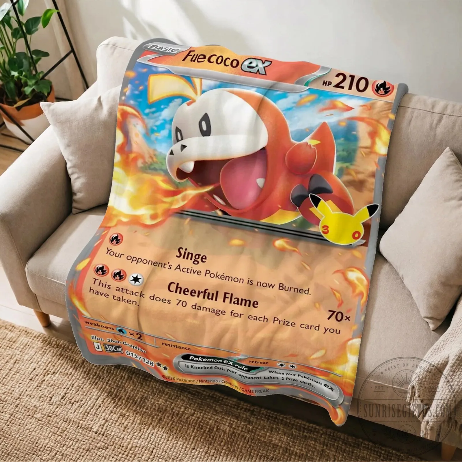 Pokemon Fuecoco EX Trading Card Game Design Fleece Blanket 2 Pokemon Fuecoco EX Trading Card Game Design Fleece Blanket