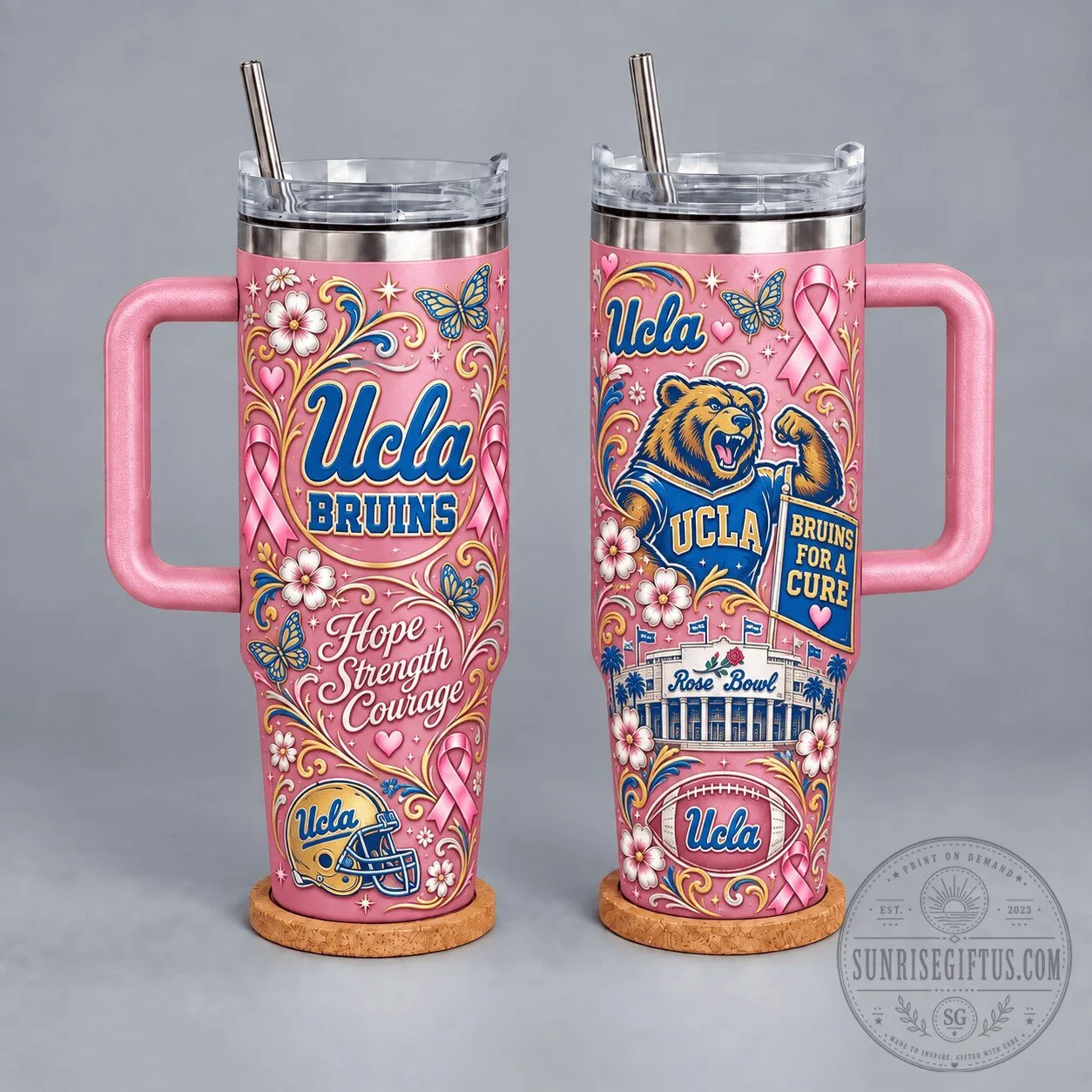 UCLA Bruins Breast Cancer Awareness Hope Strength Courage 40oz Tumbler 5 UCLA Bruins Breast Cancer Awareness Hope Strength Courage 40oz Tumbler