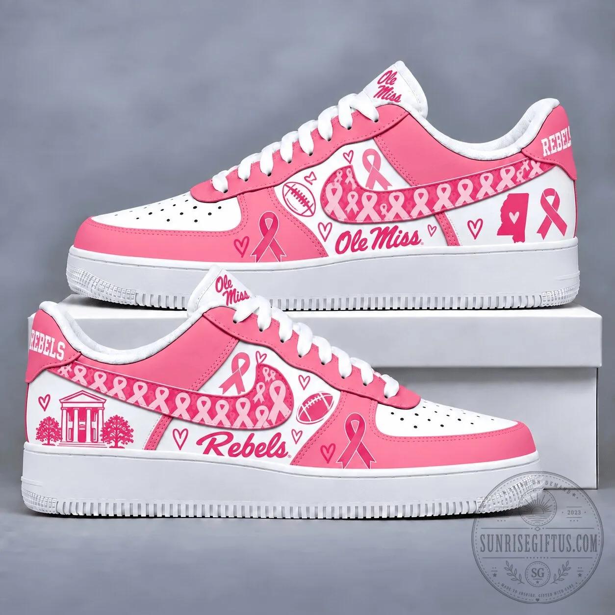 Ole Miss Rebels Breast Cancer Awareness Pink Custom Shoes 1 Ole Miss Rebels Breast Cancer Awareness Pink Custom Shoes