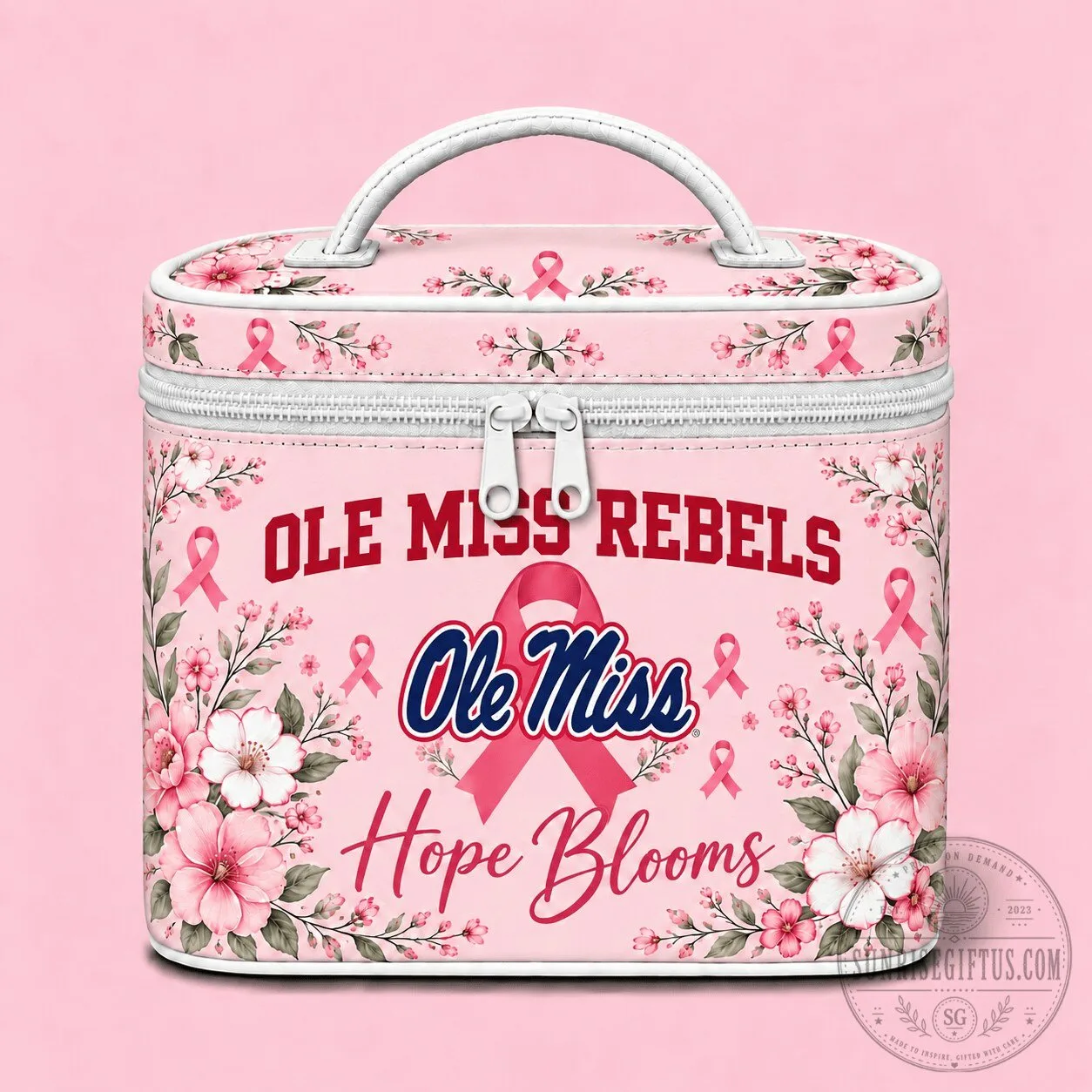 Ole Miss Rebels Hope Blooms Breast Cancer Awareness Cosmetic Bag