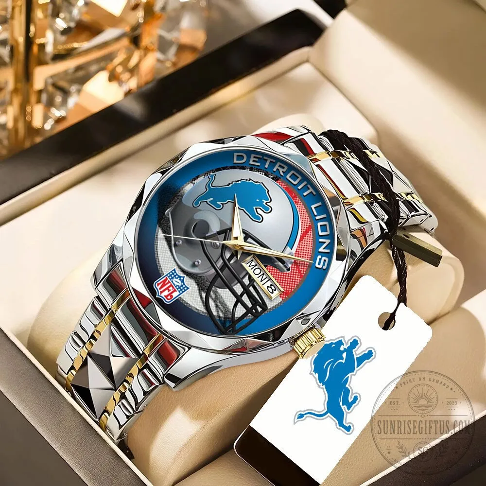 Detroit Lions NFL Football Team Logo Stainless Steel Quartz Watch