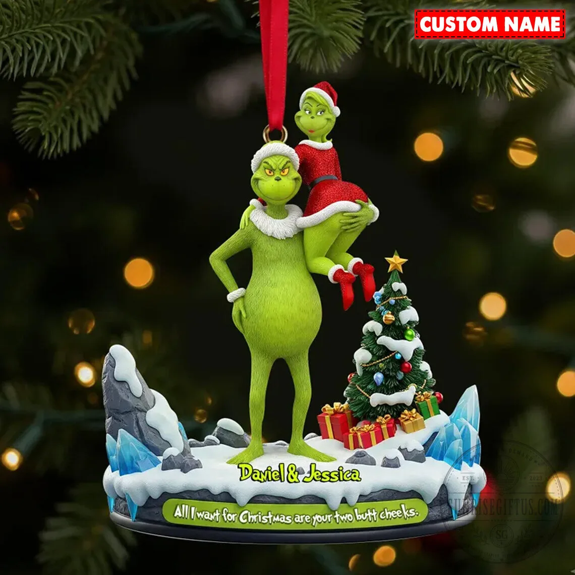 The Grinch All I Want For Christmas Is Your Two Butt Cheeks Couple Ornament 12 The Grinch All I Want For Christmas Is Your Two Butt Cheeks Couple Ornament
