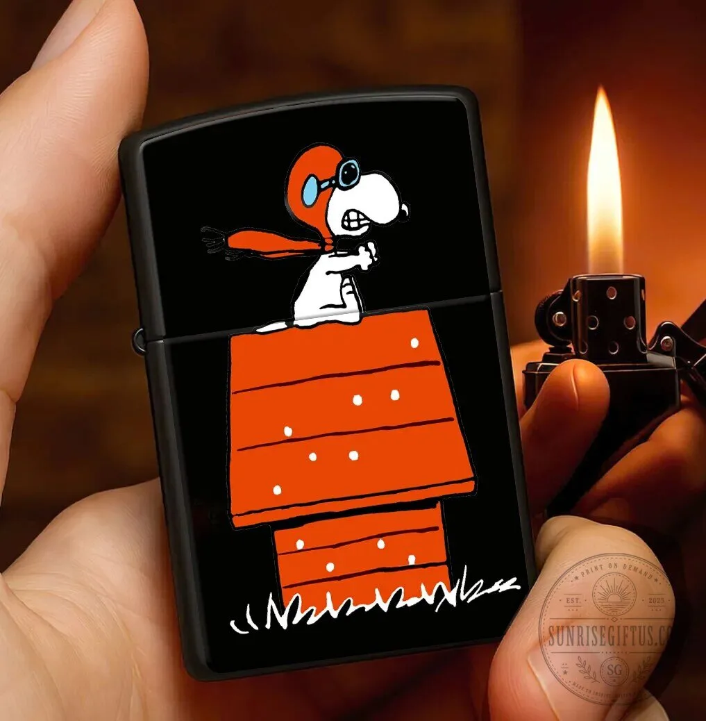 Snoopy Red Baron Flying Ace Black Matte Zippo Lighter