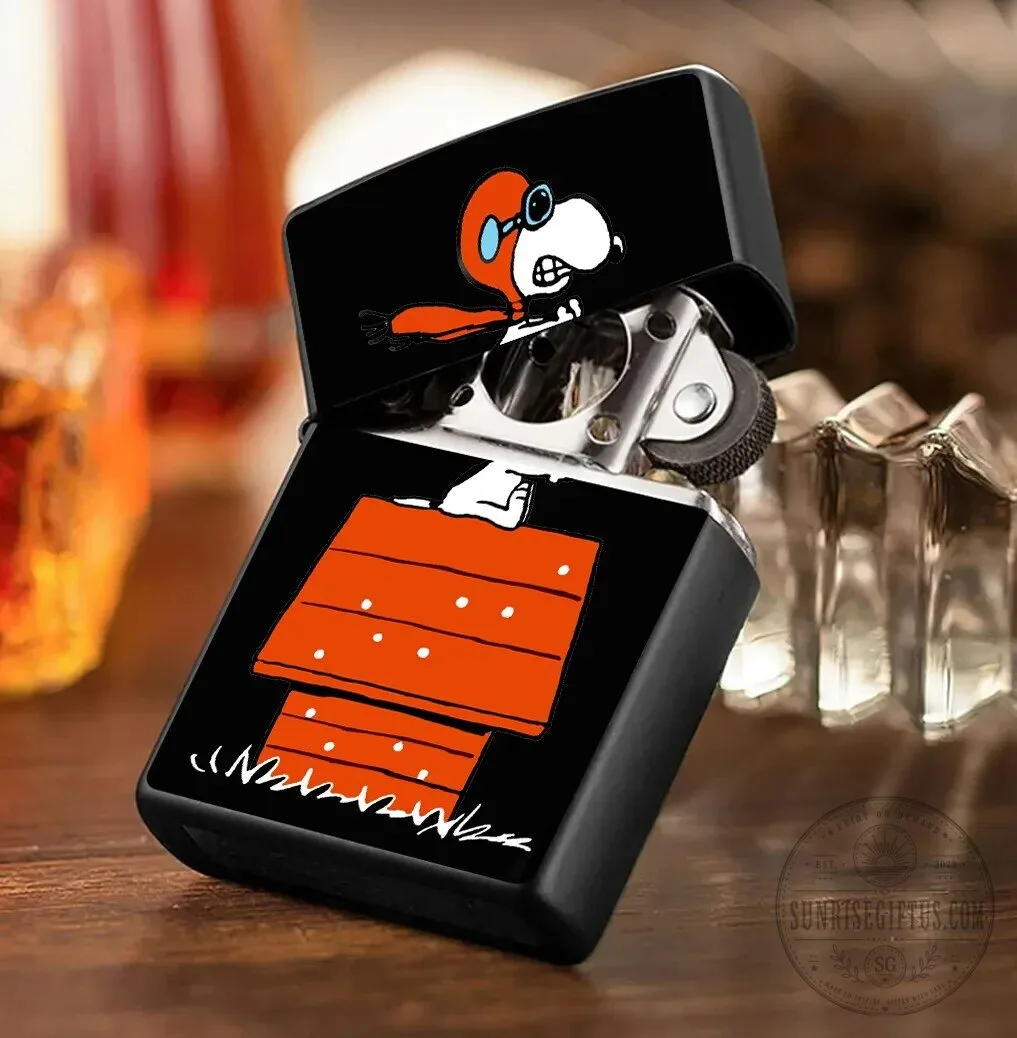 Snoopy Red Baron Flying Ace Black Matte Zippo Lighter 3 Snoopy Red Baron Flying Ace Black Matte Zippo Lighter