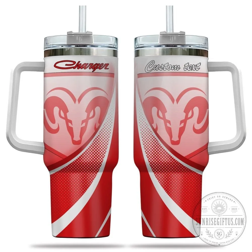 Dodge Charger Ram Head Logo Custom Name Red 40oz Tumbler with Handle 5 Dodge Charger Ram Head Logo Custom Name Red 40oz Tumbler with Handle