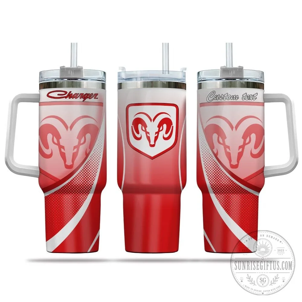 Dodge Charger Ram Head Logo Custom Name Red 40oz Tumbler with Handle 8 Dodge Charger Ram Head Logo Custom Name Red 40oz Tumbler with Handle