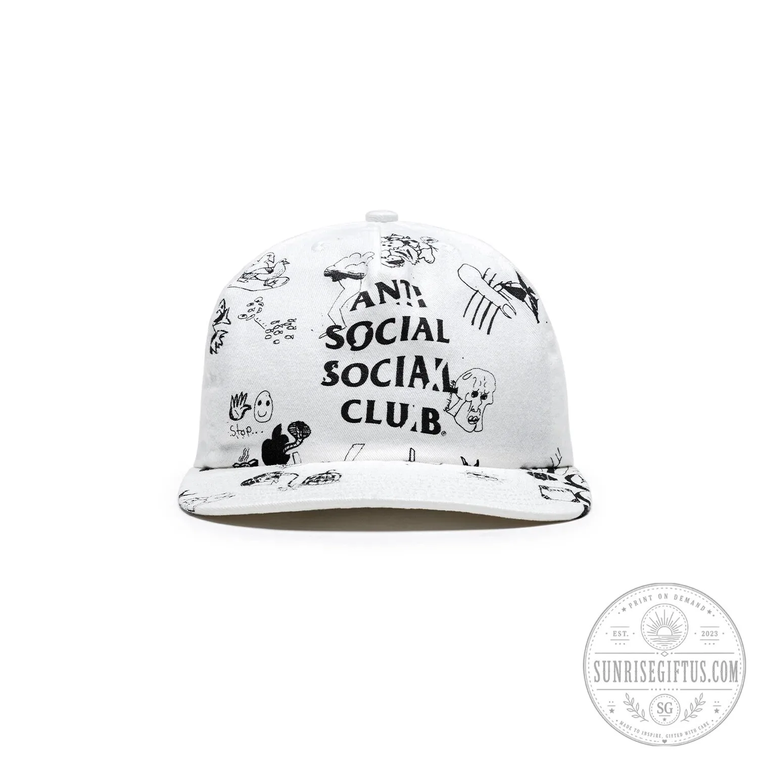 Anti Social Social Club Illustrated White Baseball Cap Hat 5 Anti Social Social Club Illustrated White Baseball Cap Hat